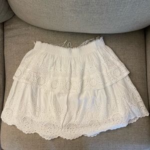 LOVESHACKFANCY WHITE CHARMAINE MINI SKIRT (size small)
